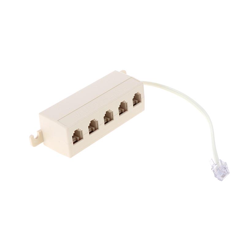 Rj11 Jack 5 Way Outlet Telephone Modular Line Splitter Plug Adapter 6P4C