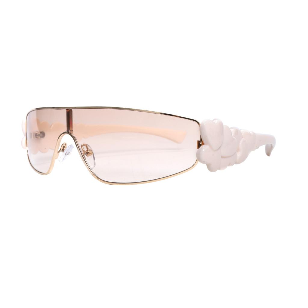 Fashion YK one-piece sunglasses flower glasses INS personalized trend metal frame new