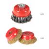 2pcs 75mm 3  Steel Wire Wheel Fine Crimp Cup Wheel Brush Rotary Steel Wire Brush For Angle Grinder