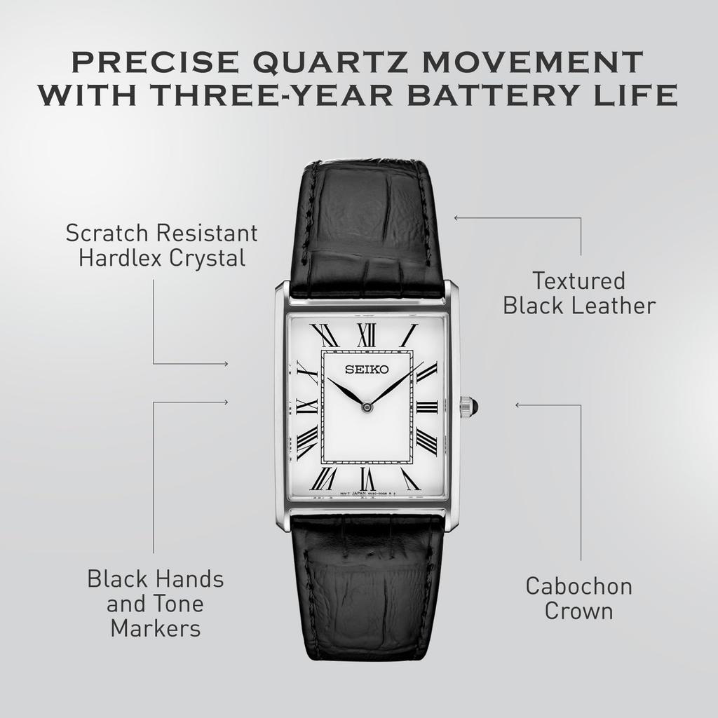 Produkt SEIKO Seiko Essentials SWR049 Hodinky Reimport Analog Bílá Bílá Černá Kožený pásek Pánské Dámské