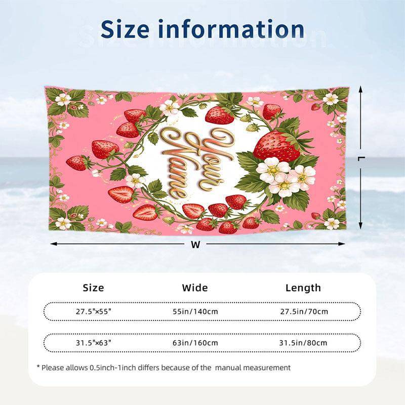 Floral Garden Theme Beach Towel Personalized Custom Name & Text Soft Quick Dry Beach Towel for Swimming Travel