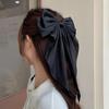 Damen Haarnadel Große Schleife Einfarbig Elegant Doppellagig Lange Haardekoration Pferdeschwanz-Clip Satin Vintage Haarspange Haaraccessoires