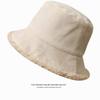 Autumn/Winter Double-Sided Japanese Bucket Hat Women'S Warm And Cold-Proof Face Cover Thickened Imitation Lamb Plush Basin Cap