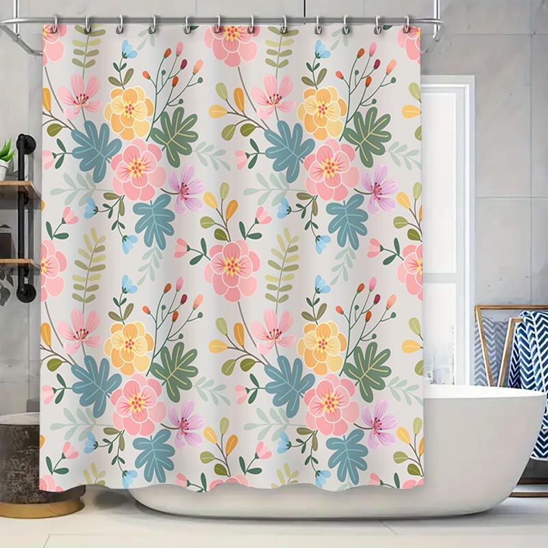 Vintage Pink Floral Shower Curtain Modern Bathroom Decor for Home Decoration