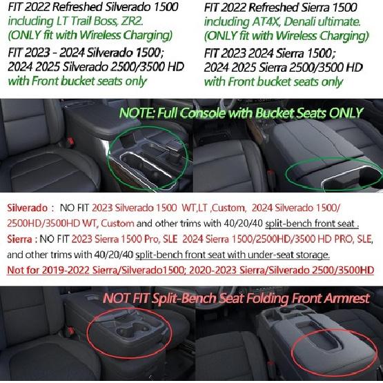 For -2024 Chevy Silverado Pickup Center Console Storage Box Organizer Tray