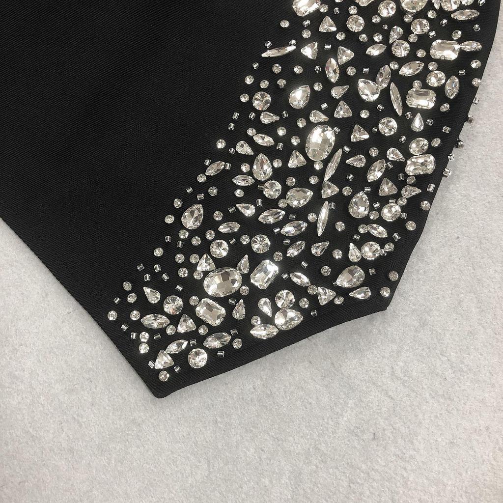 Women's Solid Color Rhinestone Sleeveless Bandage Mini Dress - New Fashion