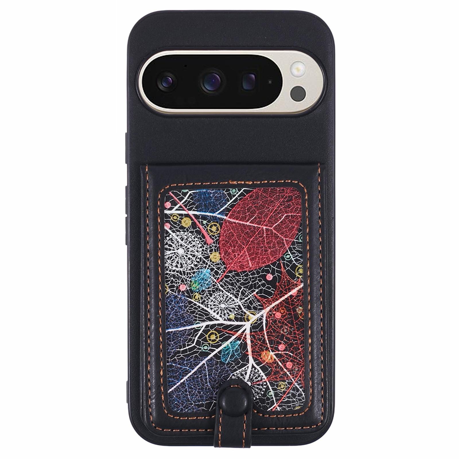 

For Google Pixel 9 Pro/9 Phone Case with Galaxy Card Bag Kickstand RFID Blocking D