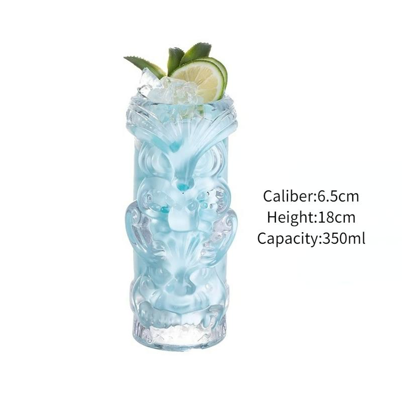 Tiki Glass Cups Tiki Mugs Cocktail Glasses Cup Creative Hawaiian Cocktail Cups Funny Cup Beer Beverage Glass Bar Accessories