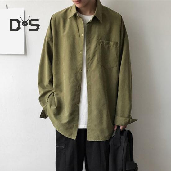 Men Shirt Lapel Long Sleeve Single Breasted Shirt Tops Solid Color Patch Pocket Casual Shirt Loose Fit Comfortable Fit Jacket