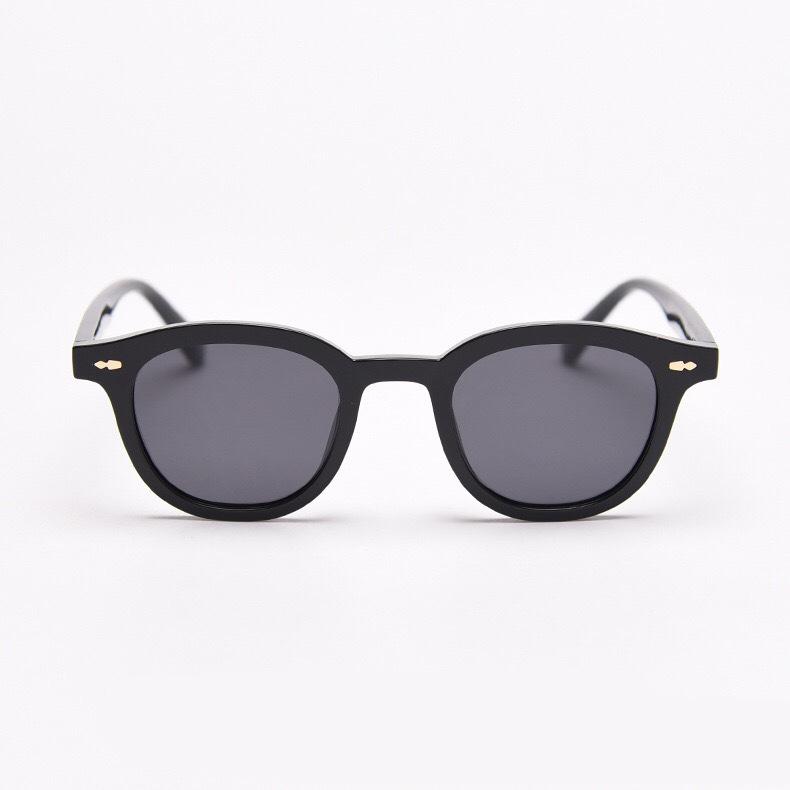 Korean Yellow Round Frame Black Sunglasses Women'S Retro Personalized Sunglasses Trendy Transparent Marine Sunglasses