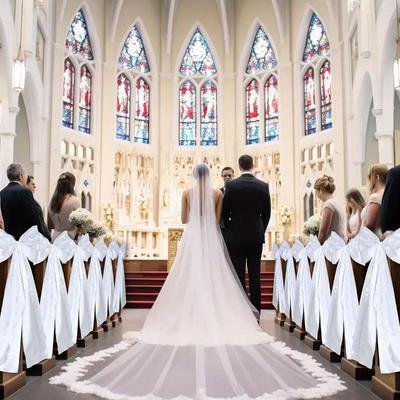 1 buc Funde Mari pentru Scaunele de la Nuntă cu Cozi Lungi Decorațiuni pentru Coridorul de la Nuntă Funde Panglică de Satin Decor de Fundal pentru Petrecerea de Burlăcițe