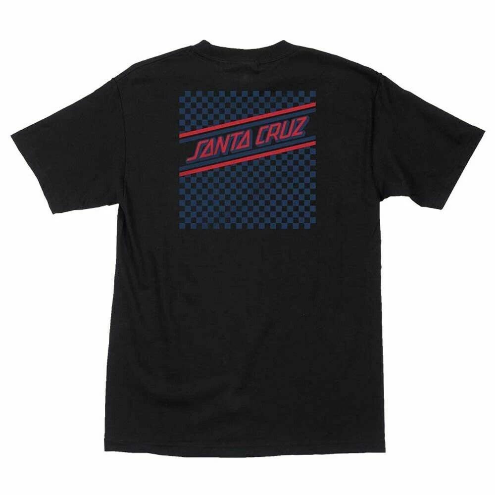 Santa Cruz CHECK STRIP HUE Skateboard T Shirt BLACK XXXL