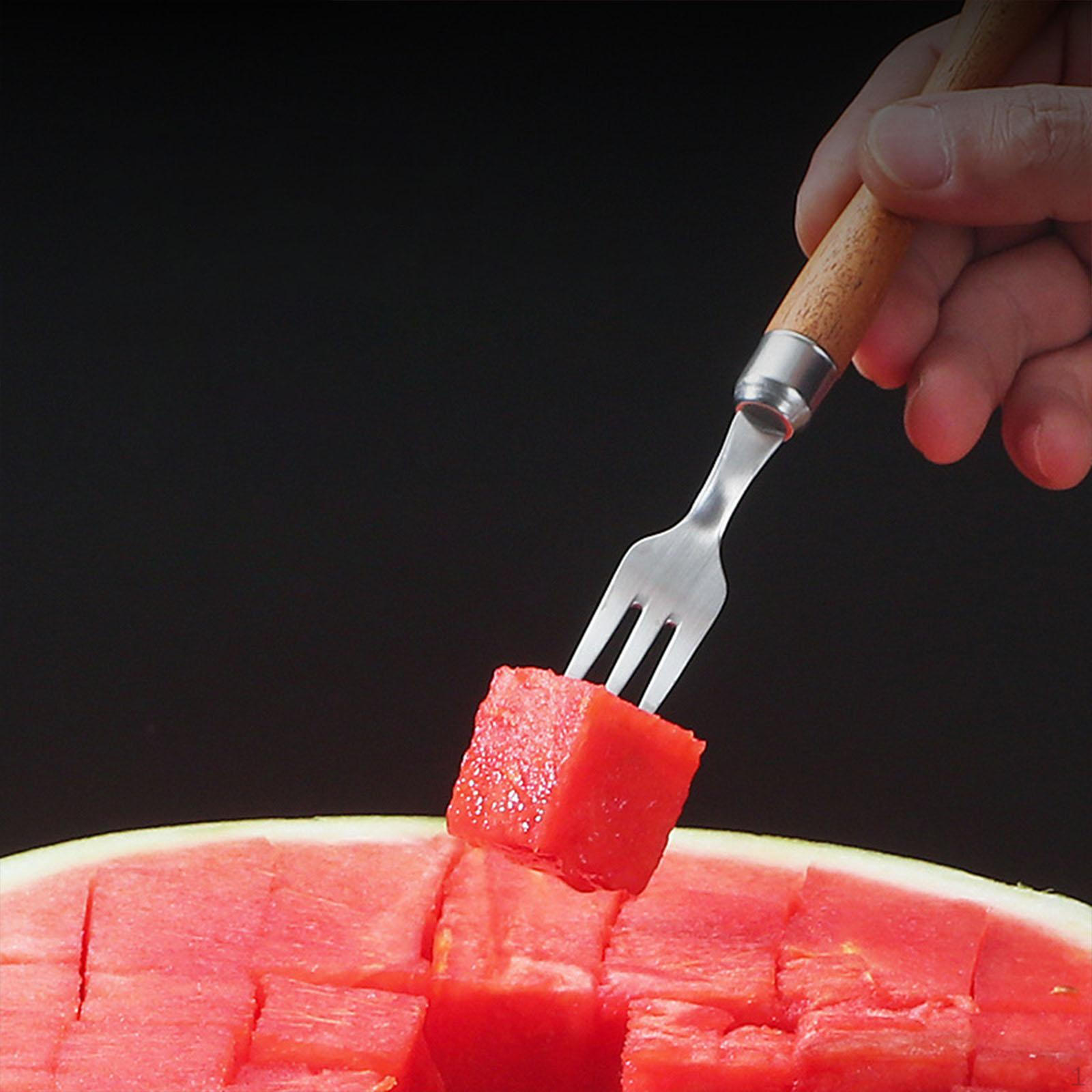 

Нож для резки арбуза из нержавеющей стали, вилка для резки фруктов, 2 в 1 для пикника на открытом воздухе small