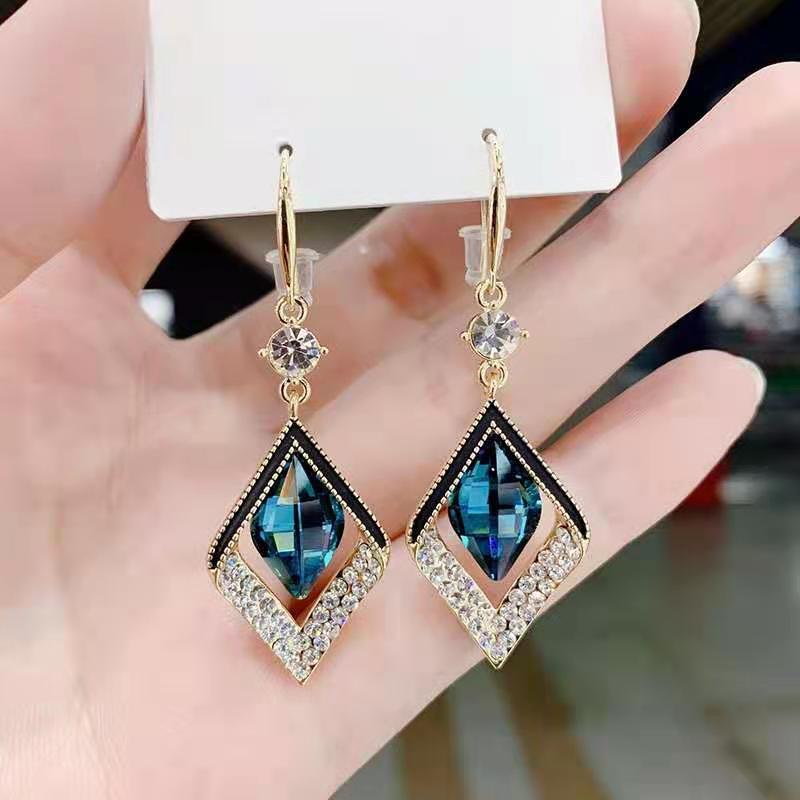 Korean Crystal Teardrop Earrings with Luxury Ear Hooks
