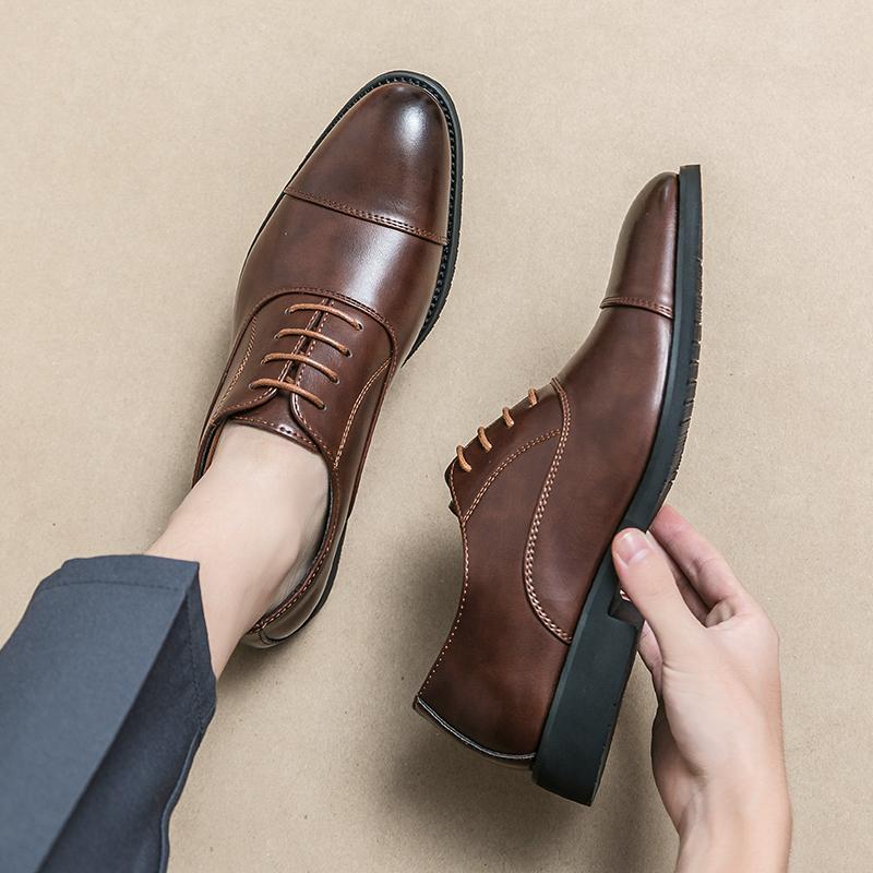 Fashion New Men Dress Shoes Luxury Brand Business Leather Shoes for Mens Comfortable Pointed Social Shoe Male Black Casual Wedding Shoes
