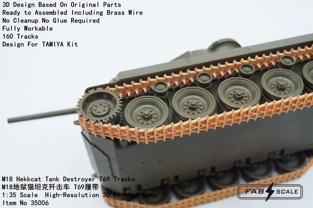 Fab Scale Studio Měřítko M18 Hellcat T69 Typ Pracující Pásový Set Plastové Modelové Díly FAB35006 1/35 (pro Tamiya)