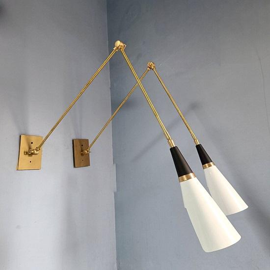 Sputnik Leuchte Küchenleuchte Italienisches Diabolo Design Wandleuchte 1950er Mid Century Leuchte Wandleuchte Zweifarbig Rohmessing