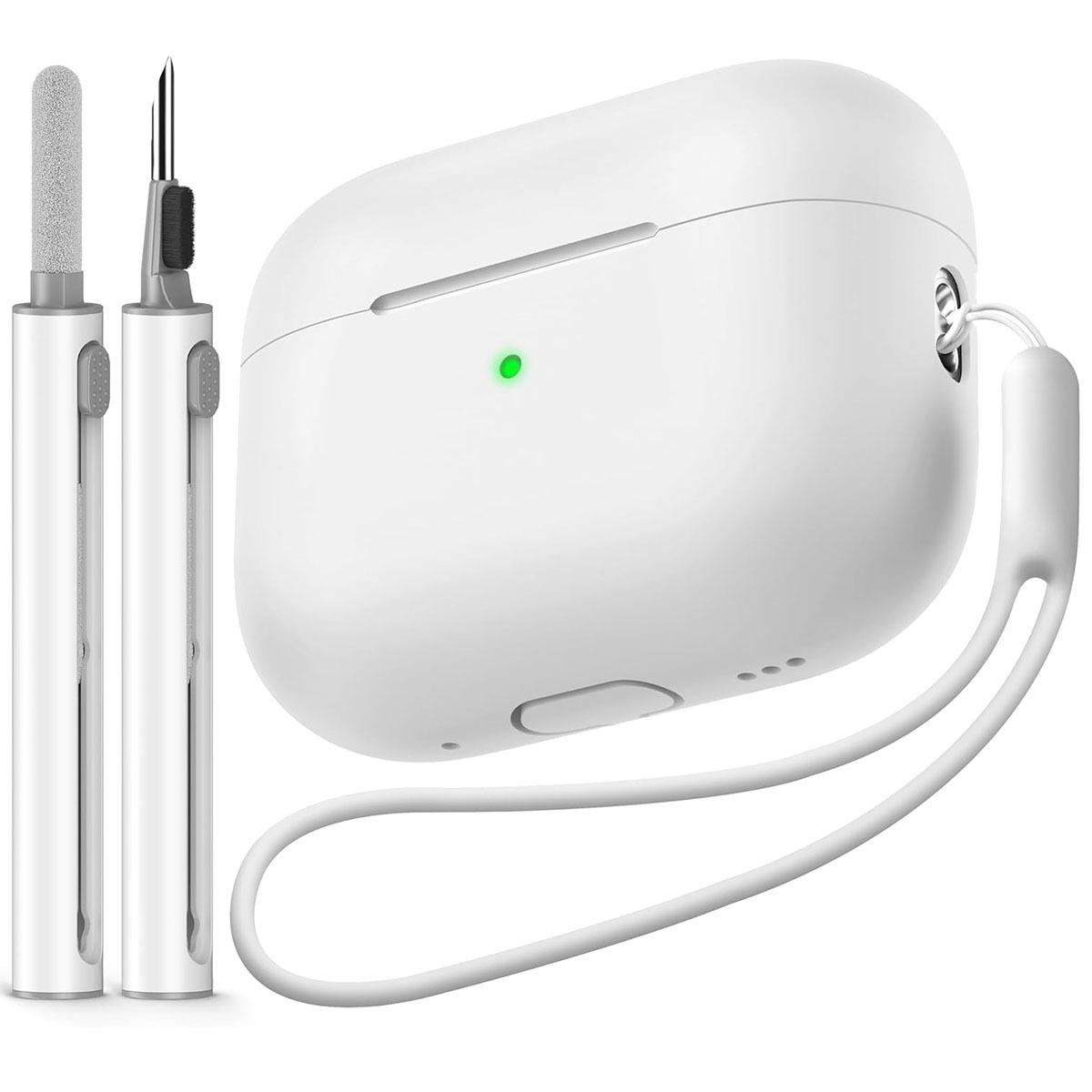 

Силіконовий чохол для AirPods Pro 2 з ручкою для чищення та карабіном AirPods Pro 2 білий
