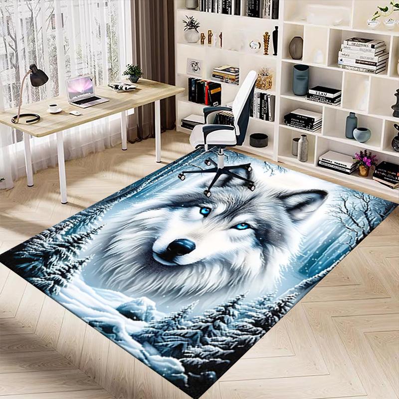 1PC Wolf Snowy Forest Extra Large Non-Slip Floor carpet, Office, family, bedroom, Studio - Large Area RugJ0323