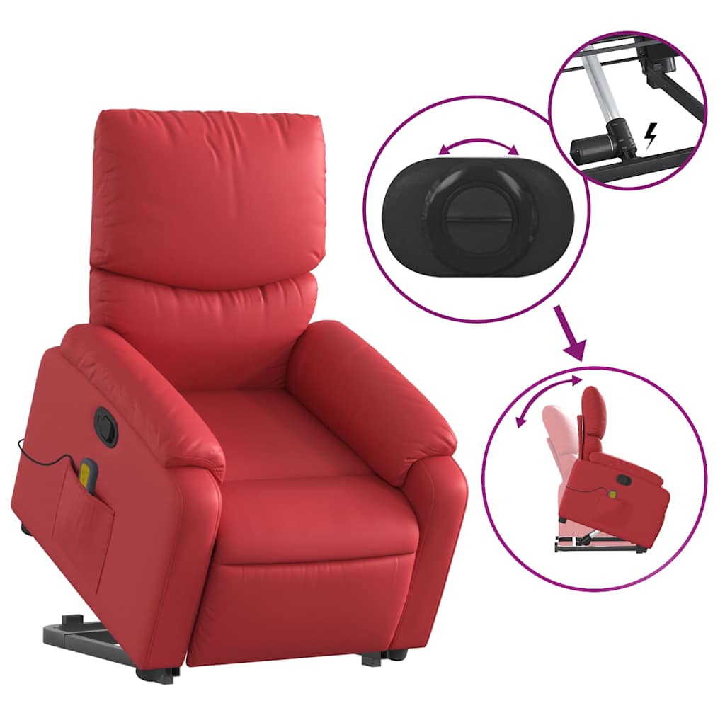 Vidaxl Lift Recliner Massage Chair, Reclining, Red, Eco-leather