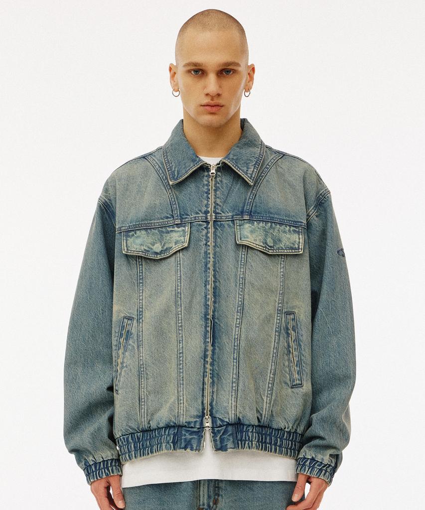 1993Studio Small Logo Vintage Washed Denim Jacket_Light Blue
