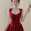 [Zipper] Rose Life Spice Girl Pure Desire Princess Dress Bow Sense Waist Skinny Birthday Dress Jumpsuit