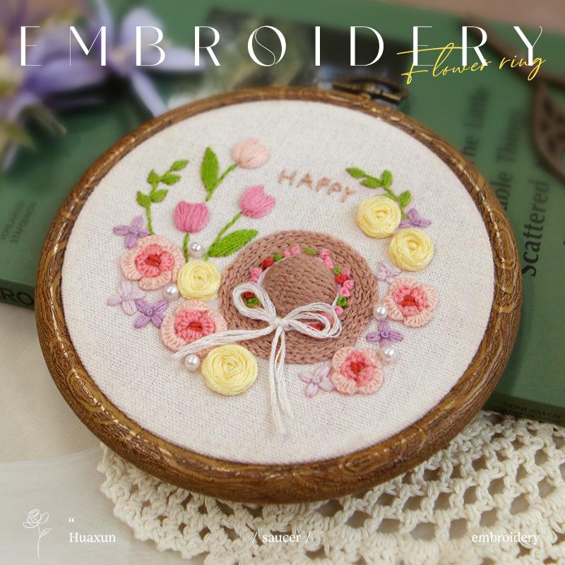 Handmade Embroidery Kit DIY Material Package 3D Cross Stitch Circular Ornament Contain Embroidery Tools Embroidery Frame