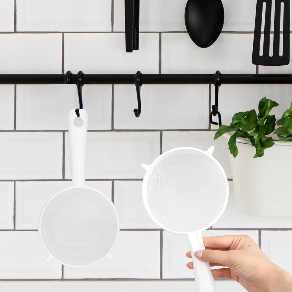 3 Pcs Plastic Mesh Strainer Set Colander with Handle - 3 Sizes Double Ear Food Mesh Strainer with Handle - Flour Sifter Colander - Kitchen Strainer