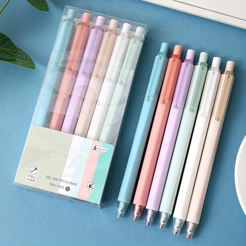 6 Pcs Simple Style  0.5mm Cartoon Pen Student Learning Writing Gel Pen School Cultural Supplies Gift (Black Ink)