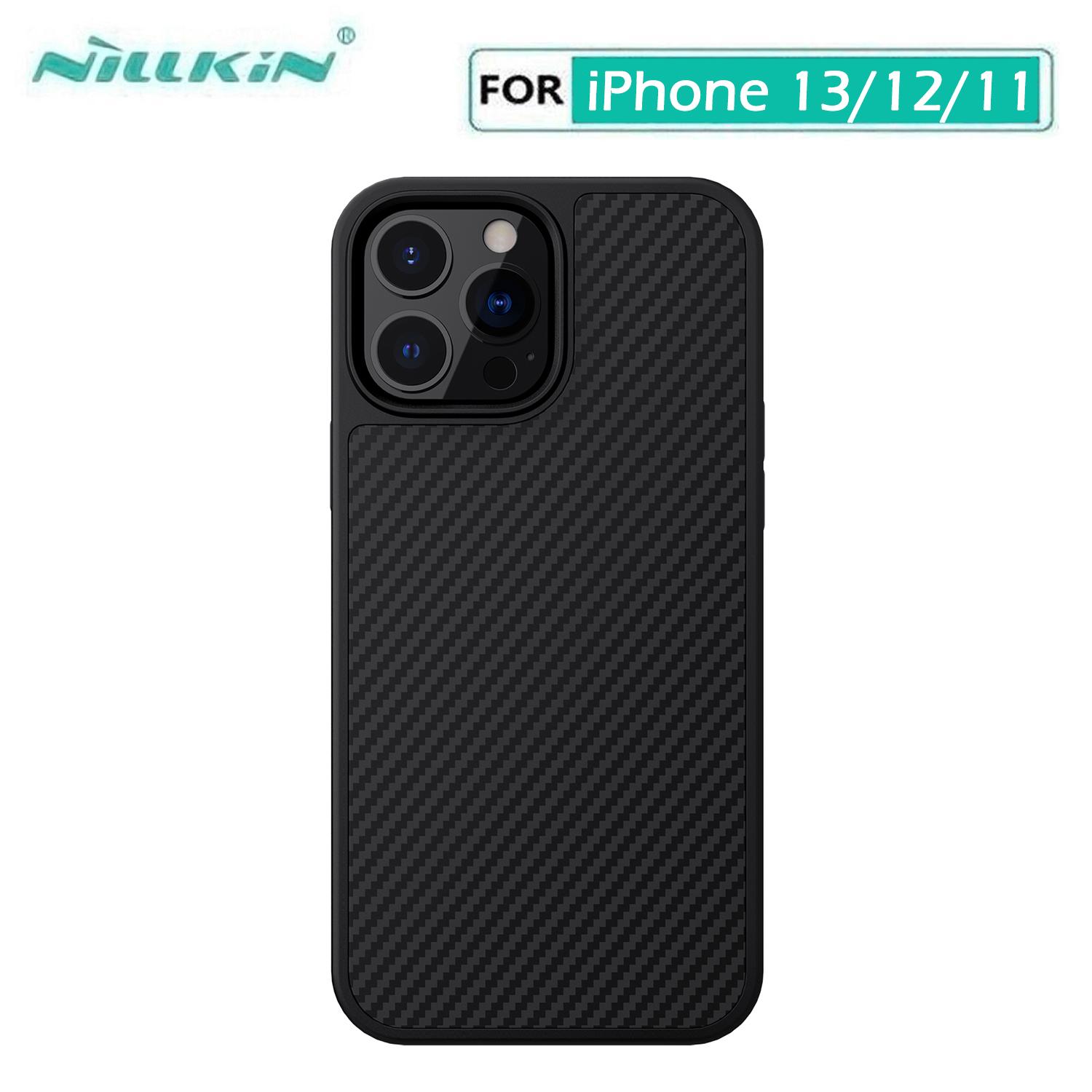 

Чехол Nillkin для iPhone 12 Pro Max, синтетическое волокно, углеродное волокно, полипропиленовая пластиковая задняя крышка для iPhone 13 11 Pro XS Max XR Mini Case