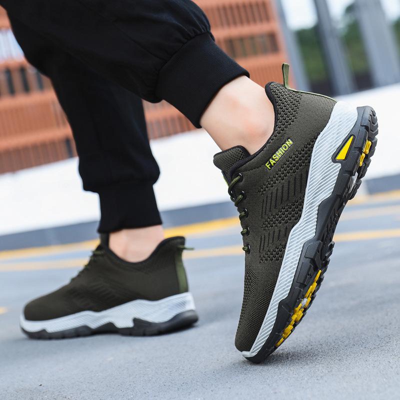 Outdoor hiking shoes, new fly knitted shoes, autumn breathable casual shoes, lace-up sneakers