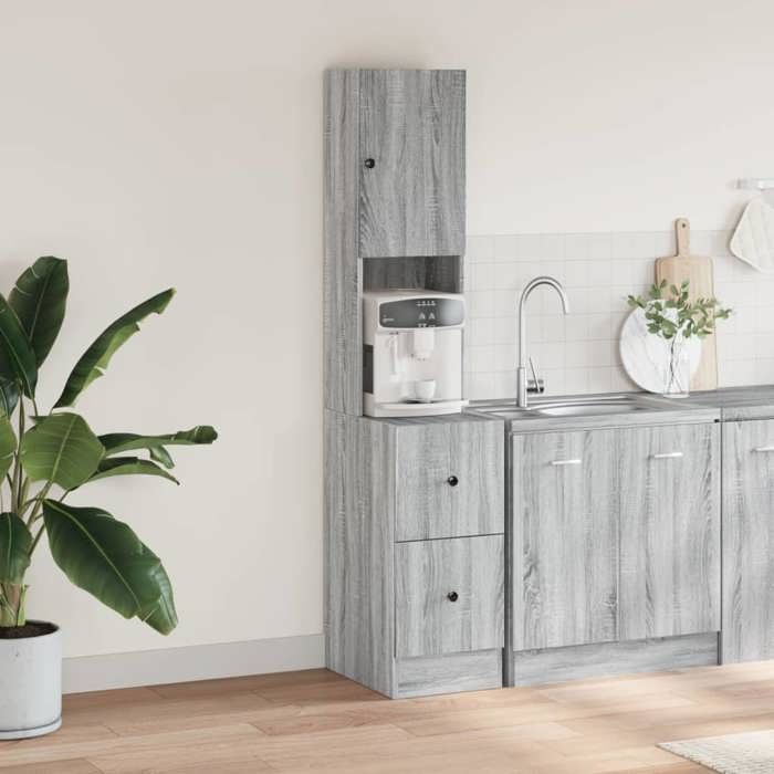 VidaXL Kitchen Cabinet Sonoma Grey 35x50x180 Cm Engineered Wood, Kitchen Cupboard, Kitchenette Unit, Cabinet of 840763