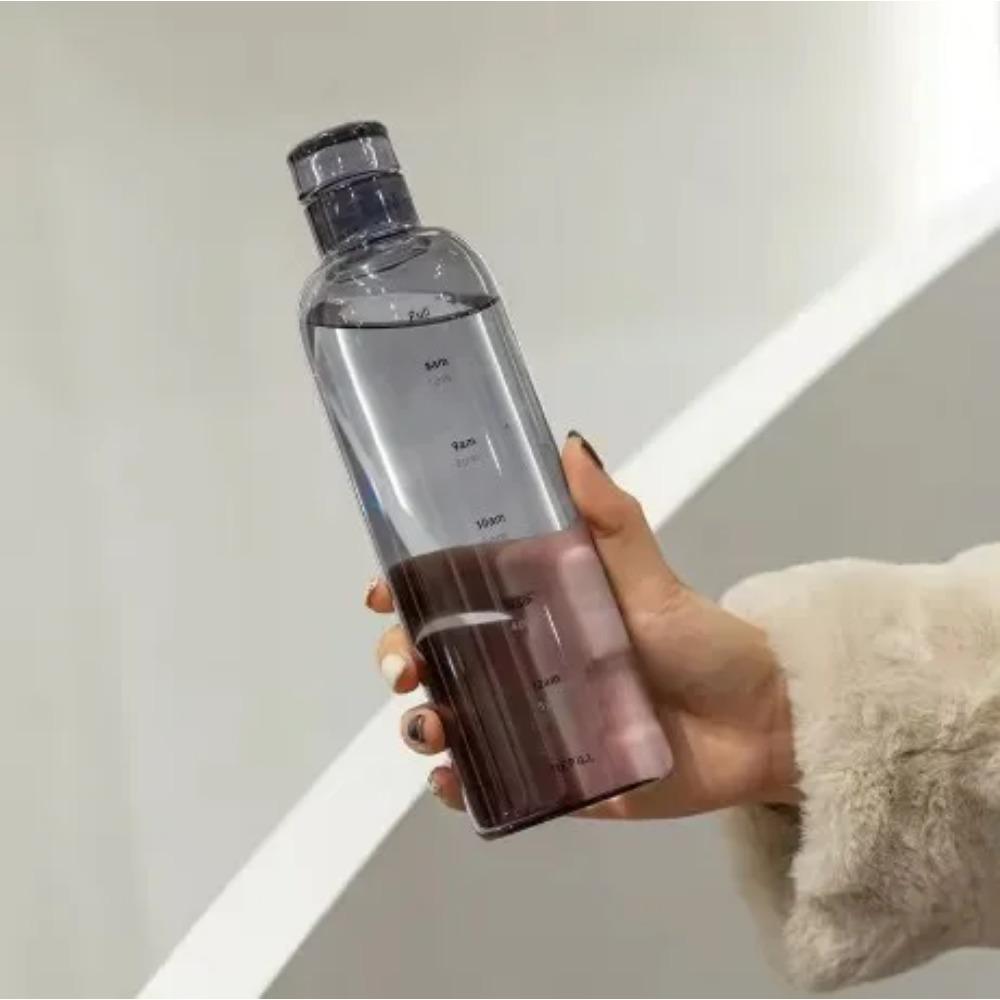 

500 мл/16,9 унции прозрачная белая пластиковая спортивная бутылка для воды с отметкой времени, герметичная чашка для сока и молока, портативная детская школьная спортивная чашка