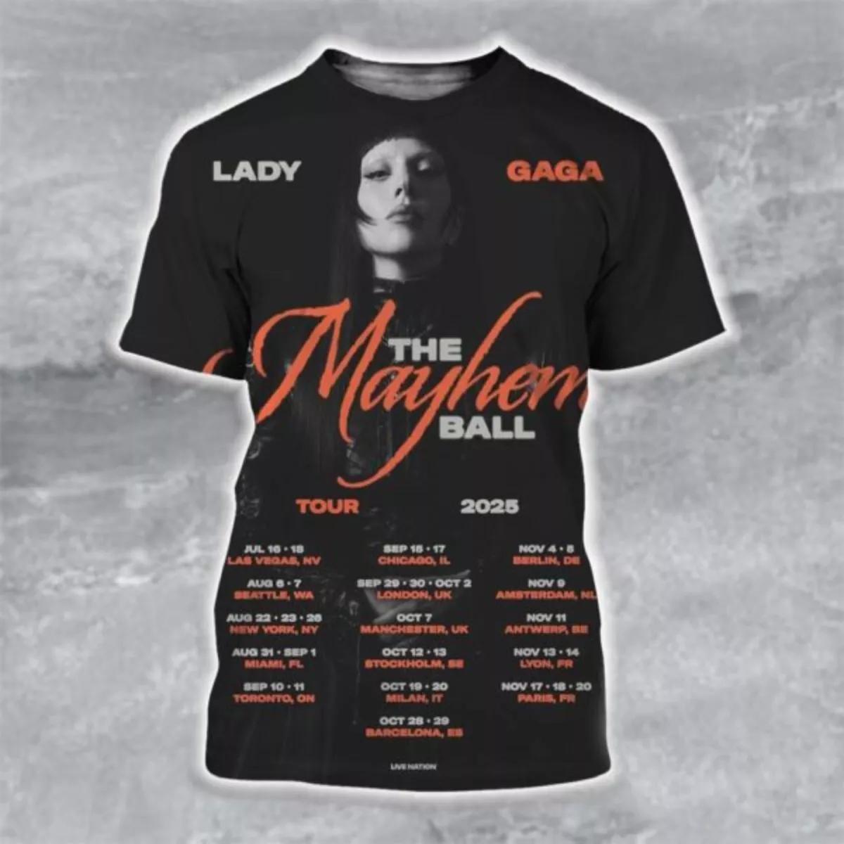 Lady Gaga Mayhem Abracadabra Мировой Тур 2025 3D Футболка XL