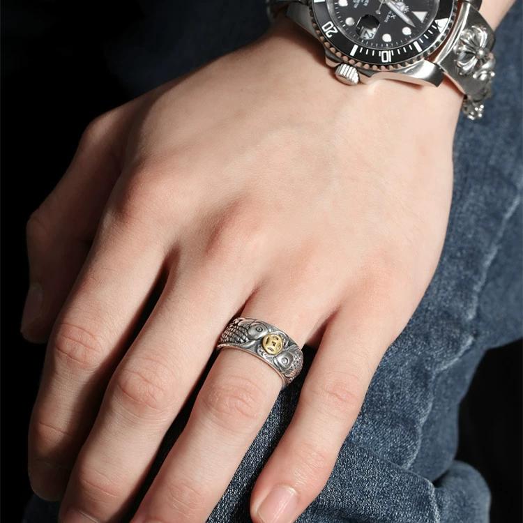 Lucky Transshipment, More Than Every Year, Ring Retro Ethnic Style Opening Adjustable Men's Personality Trendy Plating S999 Sterling Silver