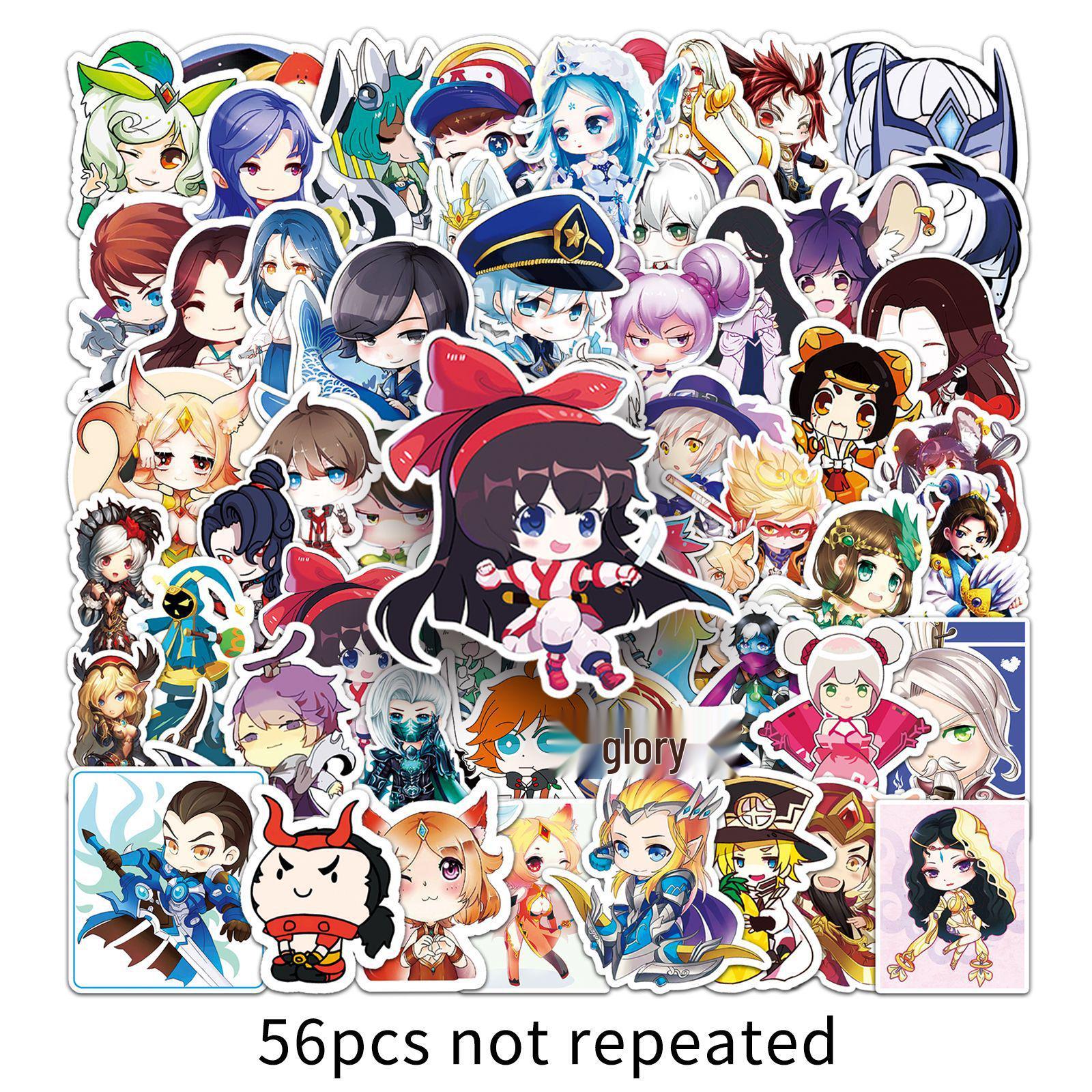 56 Waterproof Honor of Kings Game Stickers: Cartoon Design for Laptops, Diaries & More