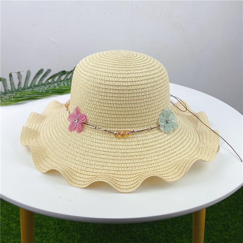 Straw hat wavy beach hat women's sun protection seaside big eaves hat sun hat spring and summer versatile sun hat wreath hat