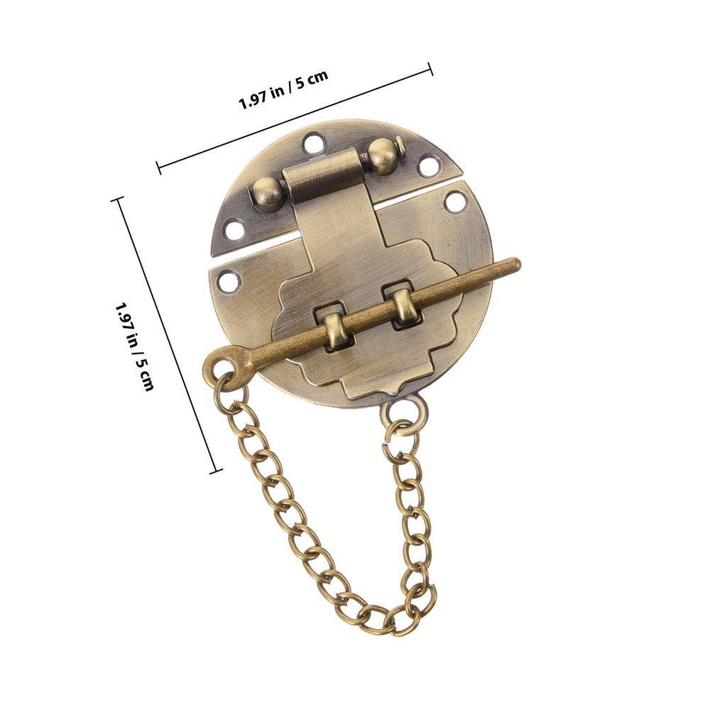 Vintage Jewelry Case Hasp Lock Wooden Box Hasp Buckle Decorative Gift Box Hasp Lock With Chain Alloy Round Clasps And Chains