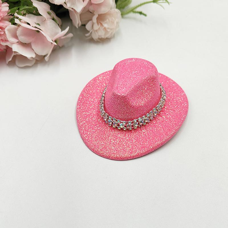 Holographic Neon Glitter Mini Cowboy Hat Western Theme Party Decoration Shiny Prop for Birthday Festival Events
