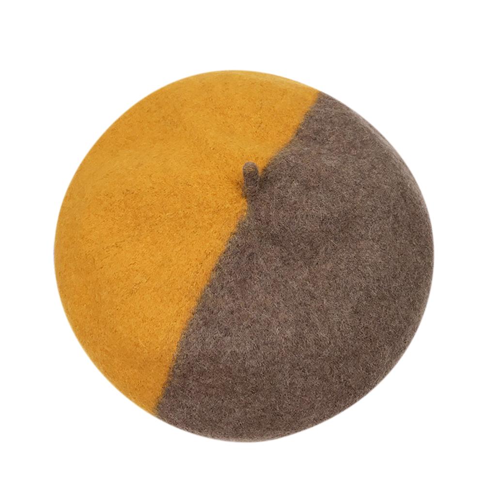 Female Winter Hats Double Color Matching Beret Cap Fashion Soft Cashmere Hats