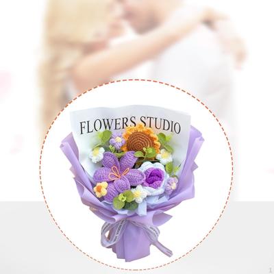 Completed Crochet Flowers Bouquet Artificial Valentine's Day Gifts Eternal Blessing for
