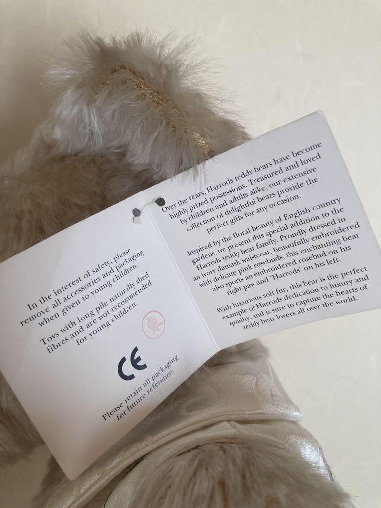 [USED] Harrods Teddy Bear White Vest with Rose Embroidery