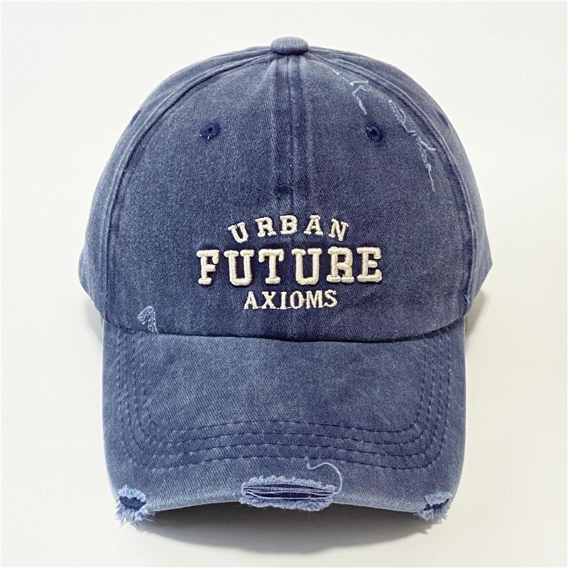 Retro Old Baseball Hat Men and Women American Washing Ripped Letters Baseball Cap Showing Face Small Sun Hat