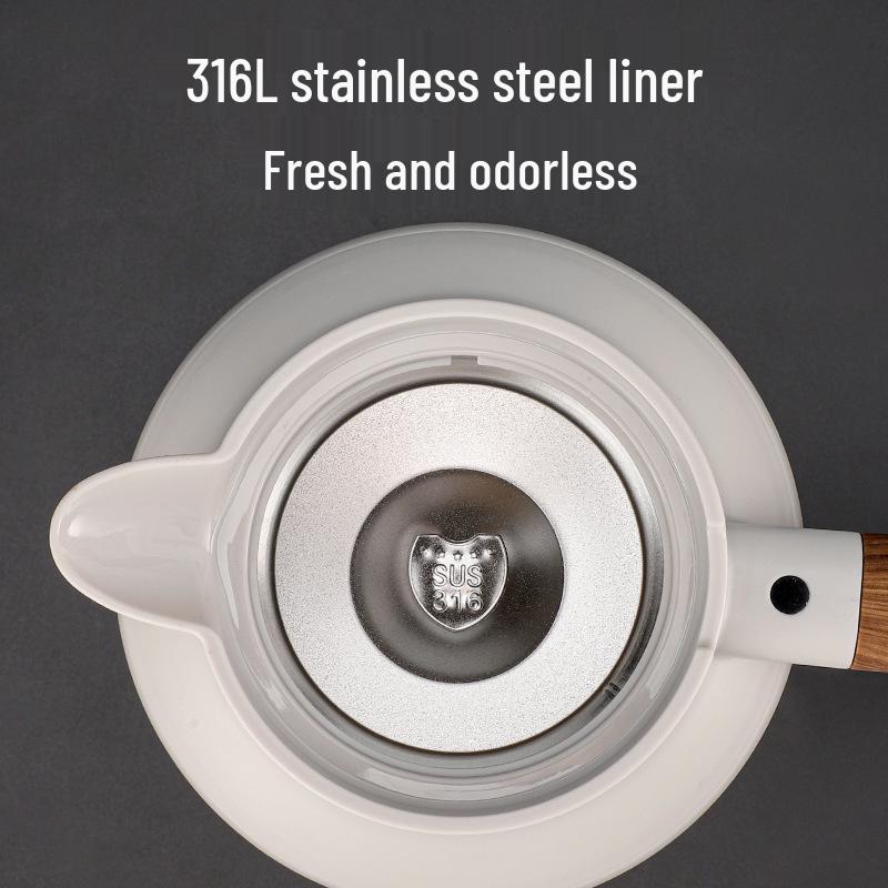 316 Stainless Steel Smart Insulated Teapot with Temperature Display, Tea Separator, and Wood Grain Handle - Large Capacity.