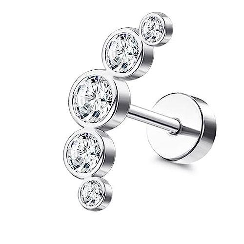 Bobisty 16G Cartilage Earrings for Women Stainless Steel Helix Piercing Jewelry Leaf Butterfly CZ Studs