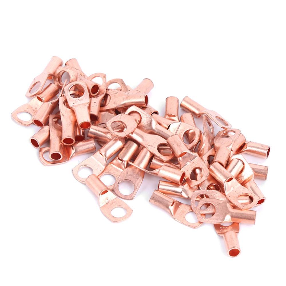 50Pcs Cold-Pressed Copper Ring Lug Terminal Sc6‑6 Copper Ring Lug Terminal  Electrical Wiring