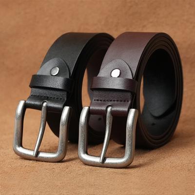 Handmade Belt for Men's Genuine Leather Versatile Pure Cowhide Pin Buckle Belt for Young People Retro Casual Simple Old Trousers Middle Aged