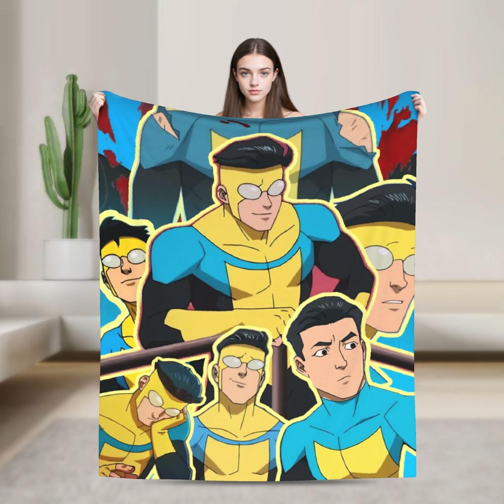 Invincible Omni Man Blanket  Warm Comfortable Plush Bedding Throws For Bedroom Travel Office Flannel Bedspread Bed Cover