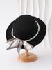 New French Light Luxury Pearl Bow Woolen Flat Top Top Hat Female British Celebrity Top Hat Hepburn Style