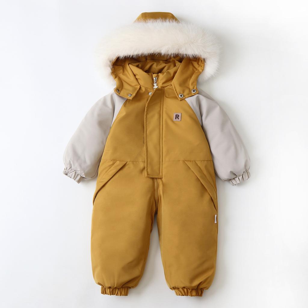 Kids One Piece Snowsuit Grils Boys Snowsuits Colorful Ski Suits Winter Hooded Romper Jumpsuits Toddler Outdoor Jacket Coat Children Snow Suits Outfits